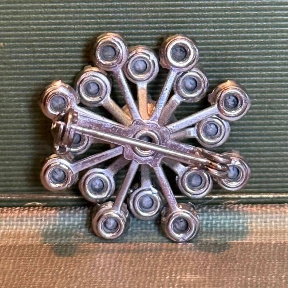 Vintage AB Rhinestone Brooch – Round Floral Cluster – 1” - Picture 3 of 8